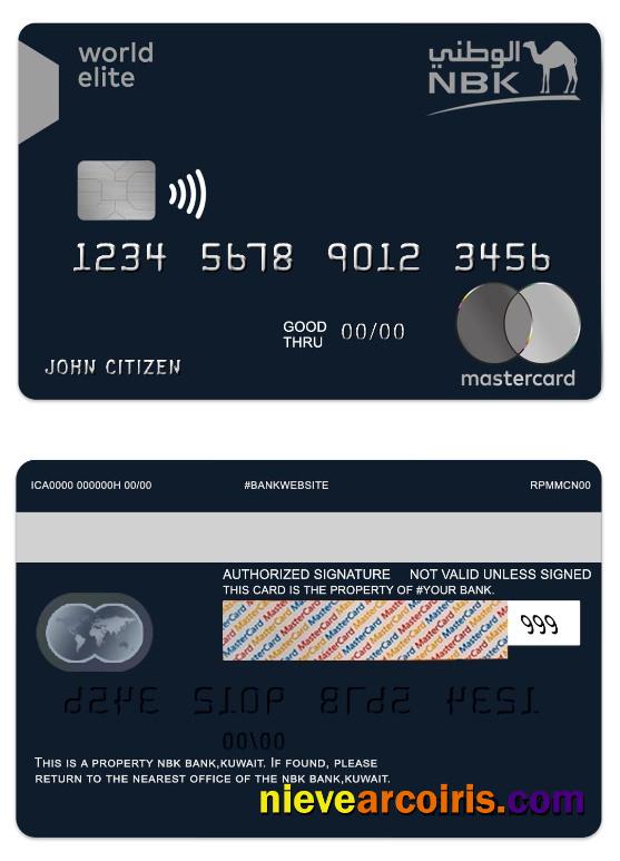 Kuwait NBK Bank world elite mastercard